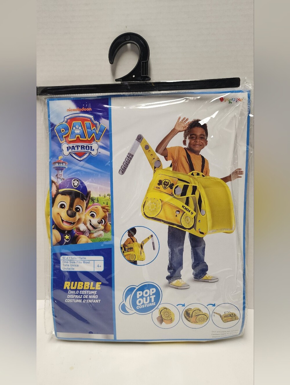 4+ Boy PAW Patrol Rubble Bulldozer Pop Out Child Costume One Size New